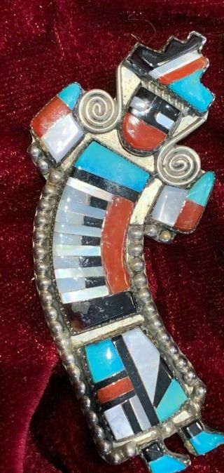 Native American Zuni Rainbow Man Pin/pendant.  H E Cellicion 3 "