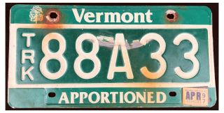 Vermont 1997 Apportioned Truck License Plate 88a33