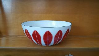 Stunning True Red On White Cathrineholm Lotus Bowl 9.  5” (24 Cm)