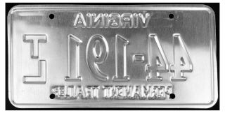 Virginia about 2009 PERMANENT TRAILER License Plate 44 - 191 T/L 2