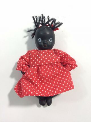 Black Americana Vintage Ceramic Articulated African American Baby Doll 4 " Japan