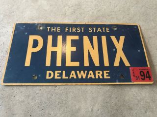 1994 Delaware Phenix Flat Vanity License Plate Phoenix Arizona