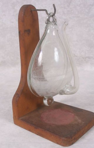 Vintage Hand Blown Clippership Weather Glass Storm Glass Barometer On Orig Stand
