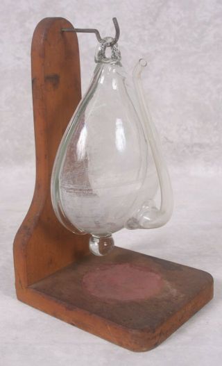 Vintage Hand Blown ClipperShip Weather Glass Storm Glass Barometer on Orig Stand 3