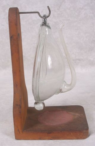 Vintage Hand Blown ClipperShip Weather Glass Storm Glass Barometer on Orig Stand 4