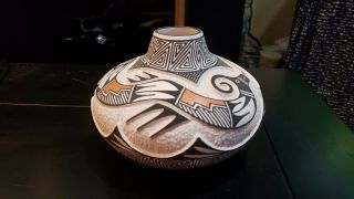 Acoma Pottery Vase By M Patricio Beautifully Carved Piece