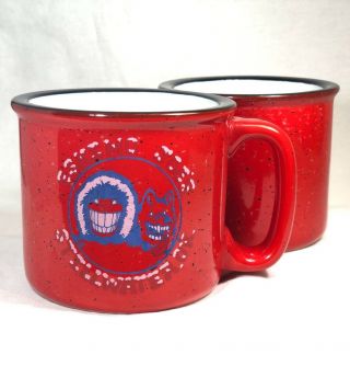 Set Of 2 Eskimo Joe’s Stillwater,  Ok Red Speckled Campfire Coffee Mugs