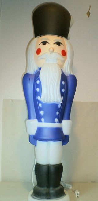 Vintage Tpi Blue Nutcracker 38 " Blow Mold - With Light - Made In Canada - 1988