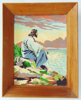 1950s Christian Religious Paint By Numbers Jesus Christ By The Sea