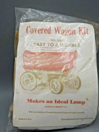 Vintage Covered Wagon Wood Lamp Kit Pioneer Village Harold Warp Souvenir