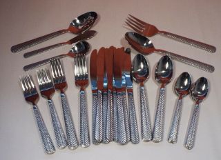 Cuisinart Sea Island 45 Piece Service For 8 Fork Knife Spoon Basket Weave Set