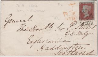 1854 Qv Cover With A 1d Penny Red Stamp Sent To Military General Sir P Stuart