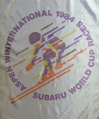 Vintage Aspen Winternational 1984 Subaru World Cup Races Ski Flag Banner CO 2
