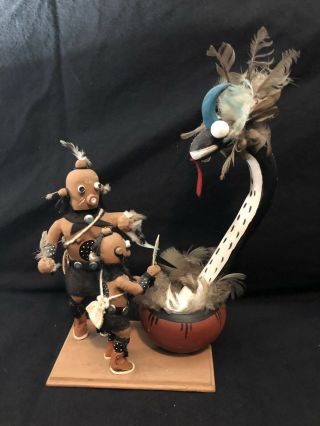 Hopi Kachina Doll Wood Sculpture Figurines Head Kaschinas And Feather Serpent