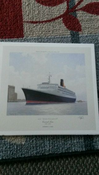 Qe2 Cunard Line At York - By Stephen Card On Hard Stock Signed
