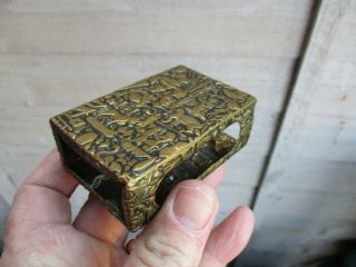 An Antique Ancient Egyptian Symbols Brass Match Box Holder C1900