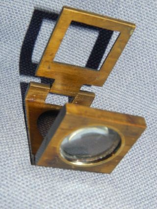 ANTIQUE BRASS STAMP FOLDING POCKET MAGNIFYING GLASS / VIEWER MADE IN FRANCE 2