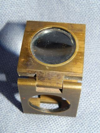 ANTIQUE BRASS STAMP FOLDING POCKET MAGNIFYING GLASS / VIEWER MADE IN FRANCE 3