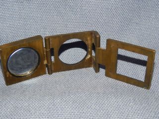 ANTIQUE BRASS STAMP FOLDING POCKET MAGNIFYING GLASS / VIEWER MADE IN FRANCE 4