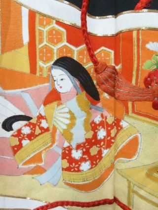 01vbcf 1638 Silk Vintage Tomesode Fabric Japanese Kimono Heian Princess