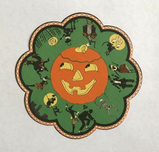 Vintage Halloween 1920s Jol Paper Doily Whitney Skeleton Dancers Witch Cats