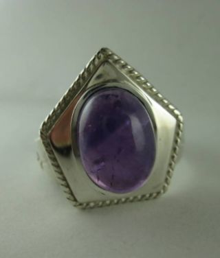 Sterling Silver Ring For Bishops With Natural Purple Amethyst - 2454 - P