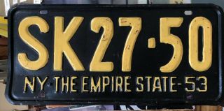 1953 York License Plate Number Tag Sk27 - 50