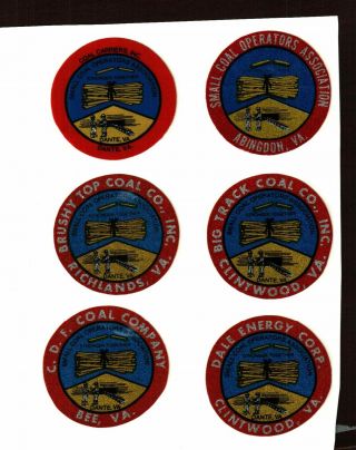 Set Of 14 Different Virginia Coal Co.  Coal Mining Stickers 918