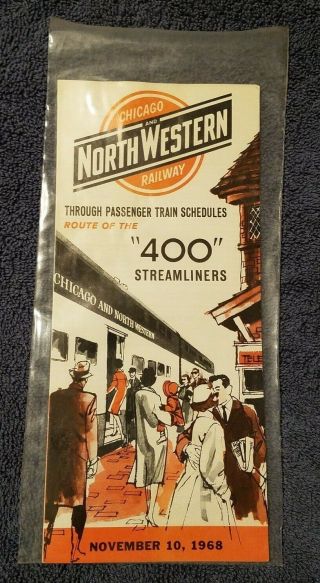 Chicago And North Western Railway Time Table November 10 1968 Route Of The 400