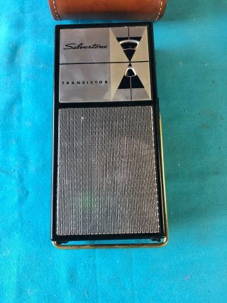 Vintage 1950’s Silvertone Transistor Radio With Leather Case Am