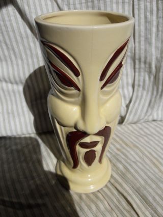 1950’s Orchids Of Hawaii Fu Manchu Yellow Tiki Mug Vase Glass R82 Japan