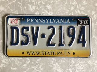 Pennsylvania State License Plate