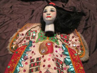 Vintage Wooden Chinese Opera Theater Hand Puppet Carved & Painted Wood Doll