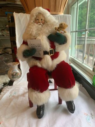 Signed Lynn Haney Chair With Santa W/gifts Limited Edition 1991