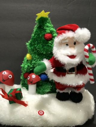 Gemmy Santa Mushroom Tree Musical Animated Plays Rudolph Red Nosed Reindeer