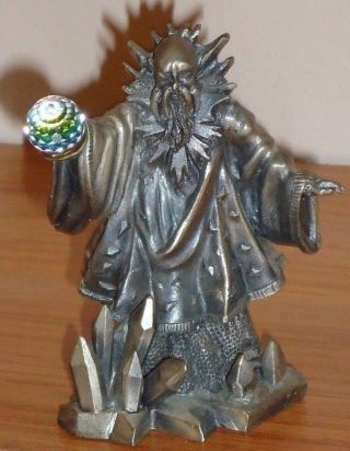 The Wizard Of Winter Pewter Figurine W/crystal Ball 3.  5 " Great Britain