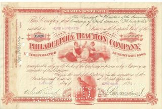 Stk - Philadelphia Traction Co.  1890 Pa S/p George Widener See Images