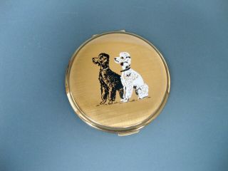 Vintage Stratton Black & White Poodles Powder Compact Dogs
