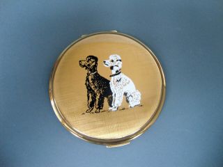 Vintage Stratton Black & White Poodles Powder Compact Dogs 4