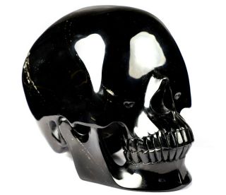 5.  0 " Black Obsidian Carved Optimistic Crystal Skull Sculpture