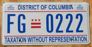 Washington Dc - District Of Columbia License Plate 2015 Fg 0222