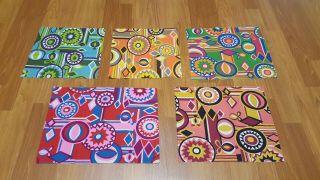 Awesome Rare Vintage Mid Century Retro 70s Abstract Bright Color Fabric Samples