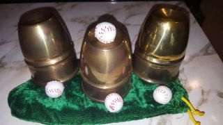 Cups And Balls (brass) By Bazar De Magia W/mini Baseballs - Magic Tricks