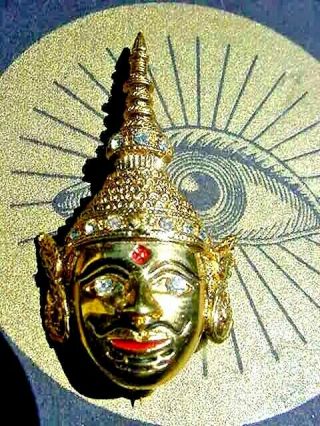 Golden Jewel Yaksha Pin,  Protection Guardian Magic Yaksha Charm,  Good Luck Amulet