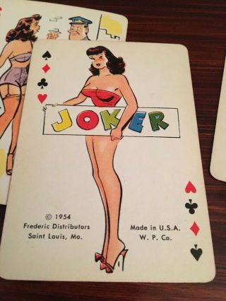 1954 Risque Cartoon Pin - up Playing Cards Fun Pack Frederic Distributors 2