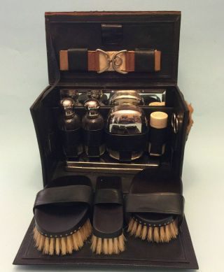 Old Antique Mens Grooming Shaving Travel Case Vintage Vanity Kit