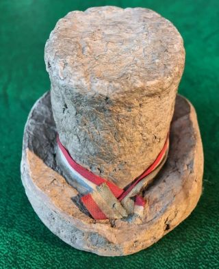 Antique Macerated Money Top Hat With Ribbon