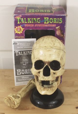 Vtg 1998 Talking Thru Boris Voice Synthesizer Talking Skull Halloween Prop W/box