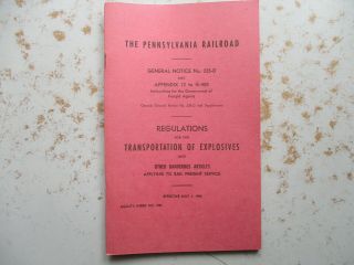 Pennsylvania Railroad Regulations For Explosives Transportation Booklet 1955