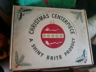 Vintage 1950s Shiny Brite Christmas Tree Centerpiece In Suitcase Style